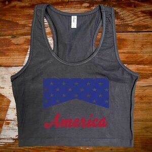 america black crop tank top